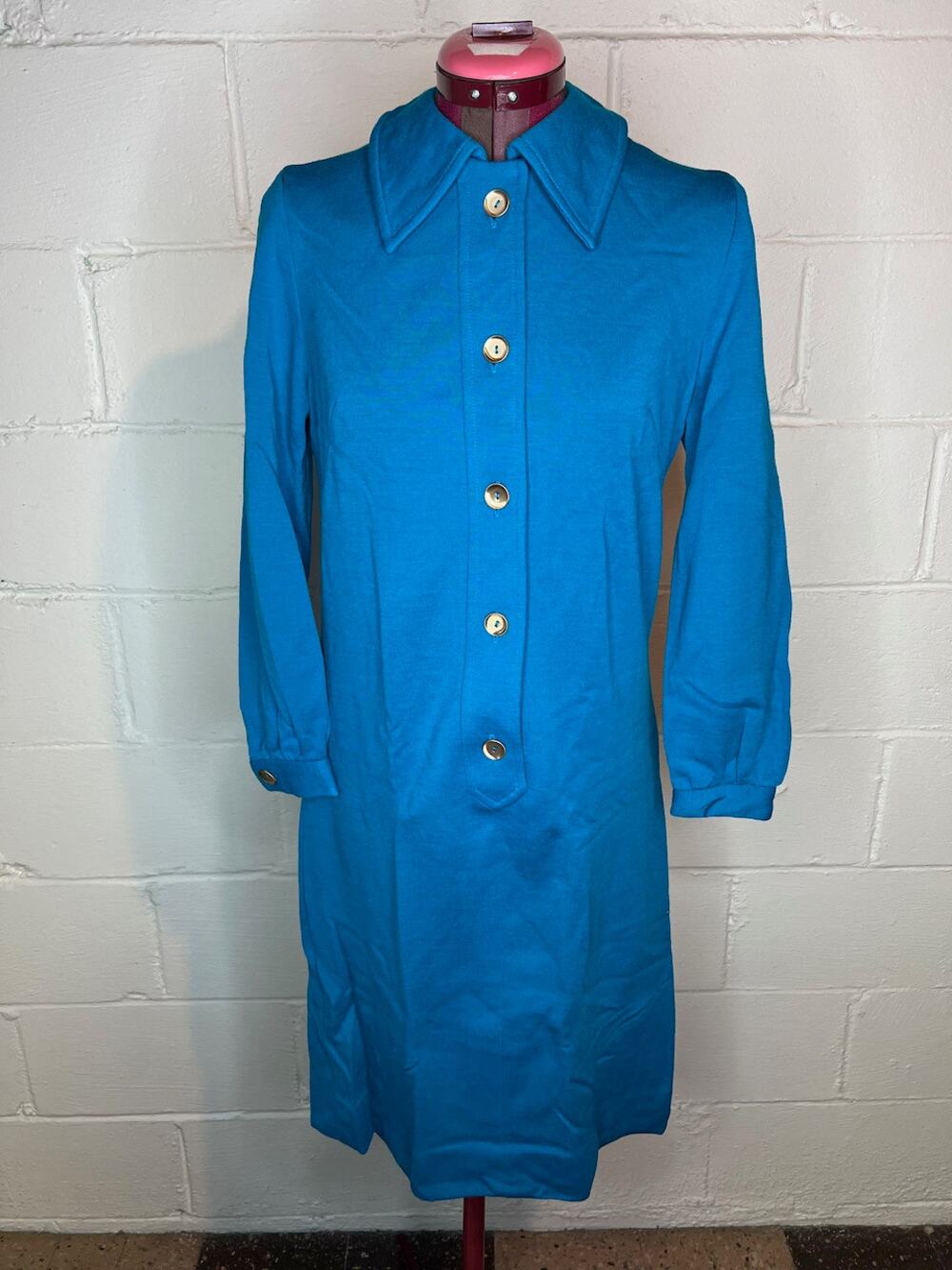 Shirt dress 1960s blue wool